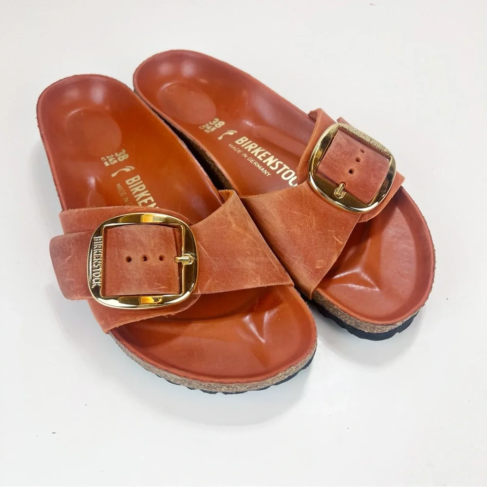 Birkenstock Madrid Big Buckle Oiled Leather Burnt Orange Size 38 - Picture 2 of 9